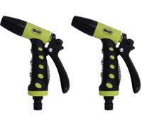 Amig - Pistola de Riego - Regulable - 150 mm - Caudal Fácilmente Ajustable - Palanca de Bloqueo para Mayor Comodidad - Plástico ABS y Goma - Verde Pistacho y Negro (Paquete de 2)
