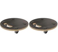 Amig - Plataforma de Carga con Ruedas - Soporte Rodante Redondo - 4 Alfombrillas Antideslizantes - Ø30 cm - Carga Máx.: 100 kg - 4 Ruedas: 2 con Freno - Madera Contrachapada - Certificado FSC - Negro