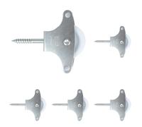 Amig - Polea con roldana de plástico de 39 mm, Especial para tendederos de Ropa. Acero zincado, Incluye Tornillo de sujeción y guías. Segura para Uso Exterior, Color Plateado. (Paquete de 5)