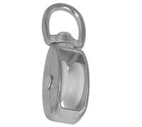 Amig - Polea Simple con Ojal Giratorio Modelo 630, con Rueda de Plástico Blanca, para Interiores y Exteriores, Medidas 9 x 40 mm, Acero Zincado, No Apta para Trabajos de Elevación