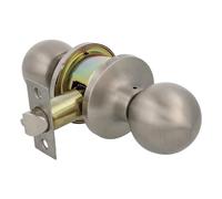 Amig - Pomo 603 a.Inox 18/8 tipo bola - Con llave exterior - Picaporte de entrada 60/70 mm - Canto cuadrado - Acero Inoxidable - Plateado - Puertas de grosor de 35 a 45 mm