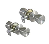 Amig - Pomo 603 a.Inox 18/8 tipo copa - Con llave exterior - Picaporte de entrada 60/70 mm - Canto cuadrado - Acero Inoxidable - Plateado - Puertas de grosor de 35 a 45 mm