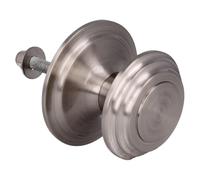 Amig - Pomo de Puerta - Fabricado en Latón - Tirador: Ø76 mm - Cromado mate -Macizo - Resistente al Frotamiento, Óxido y Corrosión