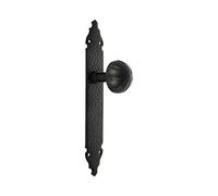 Amig - Pomo - Giratorio y con Placa Martilleada - 280 x 45 x 2 mm - Pomo de Ø 55 mm - Ideal para todo Tipo de Puertas de Paso en Interior - Placa de Acero y Pomo de Zamak Negro