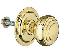 Amig - Pomo Mod 14 Dorado Redondo de Latón Macizo Pulido para Puertas Exteriores de Entrada - Diámetro Tirador Ø61 mm · Altura 72,5 mm - Fácil de Instalar Incluye Tuerca de Fijación