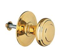 Amig - Pomo Mod. 15 Dorado de Latón Macizo Tallado con Acabado Pulido para Puertas Exteriores de Entrada - Diámetro Tirador Ø70 mm · Altura 77 mm - Incluye Tornillo y Tuerca de Fijación