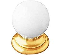 Amig - Pomo para Muebles de Zamak Mod.64 de Bola Blanca y Base Dorada - Adecuado para Colocar en Cajones y Puertas de Todo Tipo de Muebles y Armarios - Medida: Ø30 mm - Incluye tornillo