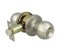 Amig - Pomo Puerta Entrada - Con Picaporte de Entrada 60/70 mm - Pomo de Bola en Ambos Lados - Con Cerradura y Condena - Sistema Antitarjeta - Para Puertas de Madera - Plateado Mate