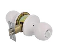 Amig - Pomo Puerta Entrada - Con Picaporte de Entrada 60/70 mm - Pomo de Bola en Ambos Lados - Con Cerradura y Condena - Sistema Antitarjeta - Para Puertas de Madera - Latón Blanco