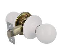Amig - Pomo Puerta Interior - Con Picaporte de Entrada 60/70 mm - Pomo de Bola en Ambos Lados - Para Puertas de Paso de Madera de 35 a 45 mm - Latón Blanco