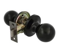 Amig - Pomo Puerta Interior - Con Picaporte de Entrada 60/70 mm - Pomo de Bola en Ambos Lados - Para Puertas de Paso de Madera de 35 a 45 mm - Latón Negro