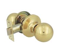 Amig - Pomo Puerta Interior - Con Picaporte de Entrada 60/70 mm - Pomo de Bola en Ambos Lados - Para Puertas de Paso de Madera de 35 a 45 mm - Latón Pulido