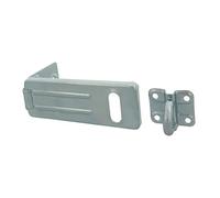 Amig - Portacandados con sistema de bisagra - Cerrojo para candados resistente - Hebilla o pestillo de sujeción para candado - Acero y acabado zincado - Plateado - 118´5 x 45 mm