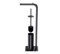 Amig - Portarrollos con Escobillero Formaduo - 210 x 160 x 725 mm - Acero y Polipropileno - Color Negro - Set de Baño 2 en 1 Funcional y Elegante - Ahorro de Espacio y Organización