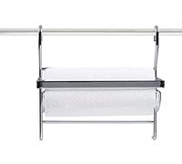Amig - Portarrollos de Pared con Enganche para Colgar Plateado de Acero Cromado Brillante para Papel de Cocina, Aluminio o Film - 25 x 26 x 13 cm - Práctico y Fácil de Instalar