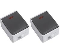Amig - Pulsador de Sobreponer Estanco IP54 con Indicador Luminoso LED Mod.3641 - Interruptor Anti Humedad Apto para Exteriores e Interiores - Ideal para Terrazas, Jardines, Garajes o Trasteros