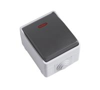 Amig - Pulsador de Sobreponer Estanco IP54 con Indicador Luminoso LED Mod.3641 - Interruptor Anti Humedad Apto para Exteriores e Interiores - Ideal para Terrazas, Jardines, Garajes o Trasteros