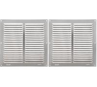 Amig - Rejilla Cuadrada de Aluminio con Mosquitera - Rejillas de Ventilación para Salida de Aire - Ideal para Techo de Cocina y Baño - Medidas 200 X 200 MM - Color Plateado (Paquete de 2)