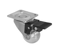 Amig - Rueda con Pletina y Freno Modelo 2571 - Ø30 mm - Poliuretano Transparente - Capacidad 20 kg - Diseño Elegante para Mobiliario Moderno