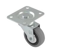 Amig - Rueda de Goma Gris con Pletina y Rodamientos Mod.2502 Silenciosa para Carros, Muebles, Mesas o Patas - Resistencia de carga máxima: 17 kg - Diámetro Ø 40 mm - Medidas Placa: 46 x 46 mm