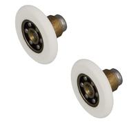 Amig - Set de 2 Rodamientos de mampara Mod. MMP05 - Ø26/12 mm - Poliamida - Blanco - Rodamiento frontal, casquillo y tornillo inox - Para Puerta Corredera de Duchas de Baños