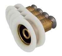 Amig - Set de 2 Rodamientos de mampara Mod. MMP11 - Ø24 X 23 mm - Nylon - Blanco - Rodamiento semicircular con tornillo avellanado PHILIPS DIN 965 A2-M5X8 - Para Puerta Corredera de Duchas de Baños