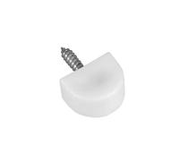 Amig - Soporte, con Forma de Media Luna, Ø 20 x 30 mm, 8 Unidades, Óptimo para Sujeción de Baldas de Armarios, Vitrinas o Estanterías, Fácil Fijación Mediante Tornillo, Plástico Blanco