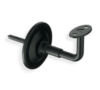 Amig - Soporte para Barandilla de Escaleras - Acero - Resistente al Óxido y a la Corrosión - Para Interiores y Exteriores - Color: Negro - Dimensiones: Ø 70 x 75 x 45 mm