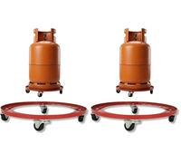 Amig - Soporte para Bombonas de Butano - Carro de Transporte con 4 Ruedas Giratorias - Diámetro Ø31cm - Carga Máxima 30kg - Soporte para Bidones y Macetas - Color Naranja - Acero Aleado (Paquete de 2)