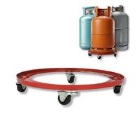 Amig - Soporte para Bombonas de Butano - Carro de Transporte con 4 Ruedas Giratorias - Diámetro Ø31cm - Carga Máxima 30kg - Soporte para Bidones y Macetas - Color Naranja - Acero Aleado