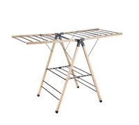 Amig - Tendedero con Alas Plegables Mod. Aeria Naturdry - Acero Epoxi y Bambú - Fácil Montaje y Plegado - 13 m de Espacio de Secado - Medidas 137 x 62 x 92 cm - Color Negro/Bambú