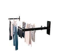 Amig - Tendedero Lateral de Pared Mod. 3 - Tenderete 2 Brazos con 6 poleas de Acero INOX - para 3 Cuerdas - Acero con Pintura epoxy - Uso Exterior - 450 mm - con Accesorios de fijación - Color Negro