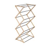 Amig - Tendedero Vertical Tipo Torre Plegable Mod. Aeria Zenrack - Acero Epoxi y Bambú - 5 m de Espacio de Secado - Diseño Vertical y Plegable - Medidas 54 x 36 x 106 cm - Color Negro/Bambú