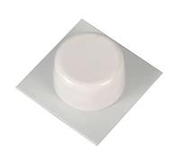 Amig - Tope Adhesivo para Puertas de Paso - 45 x 45 mm - Modelo 405 - Plástico - Acabado Blanco Inoxidable - Base Metálica Cuadrada - Fijación en el Suelo - Fácil Instalación