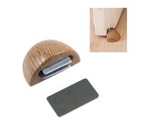 Amig - Tope Magnético Adhesivo para Puertas de Paso - 48 x 25 mm - Modelo 407 - Acabado en Madera de Roble - Fijación en el Suelo - Fácil Instalación