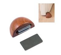 Amig - Tope Magnético Adhesivo para Puertas de Paso, 48 x 25 mm, Modelo 407, Acabado en Madera de Sapelli, Fijación en el Suelo, Fácil Instalación