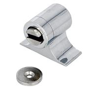 Amig - Tope Magnético para Puertas - 55 x 44 mm - Fijación al Suelo Mediante Tornillo - Retenedor para Proteger Paredes contra Golpes y Rozaduras - Evita Portazos - Zamak Plateado Brillante