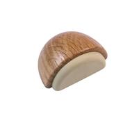 Amig - Tope o Retenedor de Suelo Adhesivo Semicircular Decorativo de Madera con Acabado Roble y Goma en Color Beige - Protege de Golpes las Paredes y Muebles - Diámetro Ø45 x 25 mm