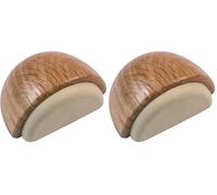 Amig - Tope o Retenedor de Suelo Adhesivo Semicircular Decorativo de Madera con Acabado Roble y Goma en Color Beige - Protege de Golpes las Paredes y Muebles - Diámetro Ø45 x 25 mm (Paquete de 2)