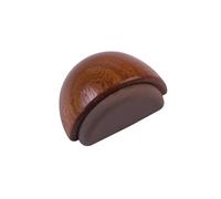 Amig - Tope o Retenedor de Suelo Adhesivo Semicircular Decorativo de Madera con Acabado Sapelli y Goma en Color Marrón Oscuro - Protege de Golpes las Paredes y Muebles - Diámetro Ø45 x 25 mm