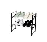 Amig - Zapatero de 2 Niveles Extensible Tötem - 45,5~80 x 24 x 39,5 cm - Acero y Plástico PP - Color Negro - Ideal para Entrada o Dormitorio - Organizador para 12 Pares de Zapatos