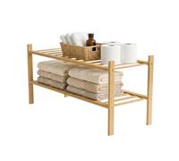 Amig - Zapatero Mueble bajo de bambú Mod. Boo - 2 Alturas - Fabricado en bambú - Diseño de Lamas - Estante para baño, Salón, Pasillo - 70 x 27 x 40 cm