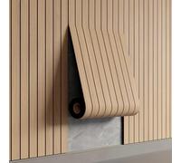 AMIGO Paneles acústicos de chapa de madera autoadhesivos,1,2 m² - 1 unidad 300 x 40 x 0,3 cm Paneles de pared 3D con aspecto de madera,acústico y decoración de paredes, salón,oficina,Color roble claro