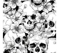 AMIGO Papel Pintado de Estilo Gótico,Diseño de Calavera de Azúcar, Color Negro y Blanco,lámina de Vinilo Despegable con Estampado Floral, para Dormitorios y paredes de Acento 44 cm x 5 m
