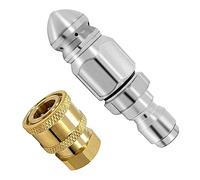 AMIUHOUN 2 boquillas de chorro de alcantarillado de 5000 PSI con acoplador de lavadora a presión, conector rápido de accesorios de latón, conexión de 1/4 pulgadas a NPT hembra