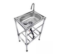 AMMOI Fregadero Cocina 1 Seno INOX con Grifo Fregadero Portatil Independiente con Soporte Fregadero Pequeño para Bar Camping Jardin Pila Fregadero Exterior (Size : 38x33x83cm)