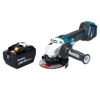 Amoladora angular a batería Makita DGA 511 Z de 18 V y 125 mm sin escobillas + 1 batería de 9,0 Ah - sin cargador