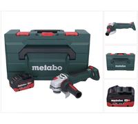 Amoladora angular a batería Metabo WPB 18 LT BL 11-125 Quick, 18 V, 125 mm, sin escobillas + 1 batería de 5,5 Ah + metaBOX —sin cargador—