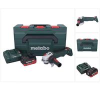 Amoladora angular a batería Metabo WPB 18 LT BL 11-125 Quick de 18 V y 125 mm sin escobillas + 1 batería de 10,0 Ah + cargador + metaBOX