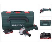 Amoladora angular a batería Metabo WPB 18 LT BL 11-125 Quick de 18 V y 125 mm sin escobillas + 1 batería de 4,0 Ah + metaBOX —sin cargador—